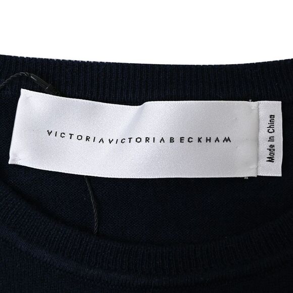 Victoria Victoria Beckham Lips Print Sweater in Navy Blue Wool